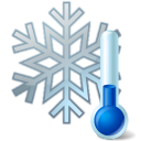 Baner akcja zima - niebieska śnieżynka z termometrem.