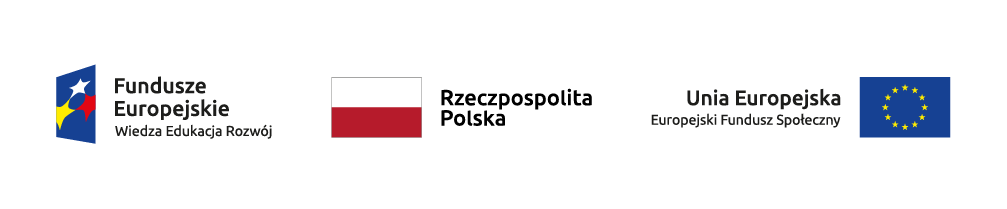 logotypy od lewej: logo Program Operacyjny Wiedza Edukacja Rozwój, flaga Rzeczpospolita Polska, Unia Europejska Europejski Fundusz Społeczny